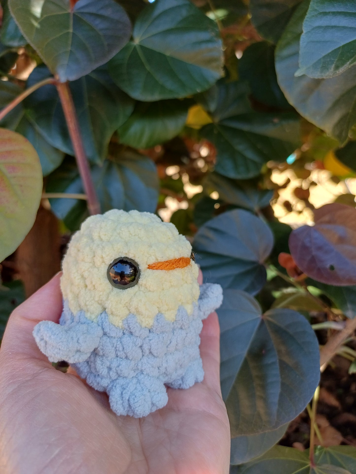 Cocky Yellow and Grey Mini Crochet Plush Toy
