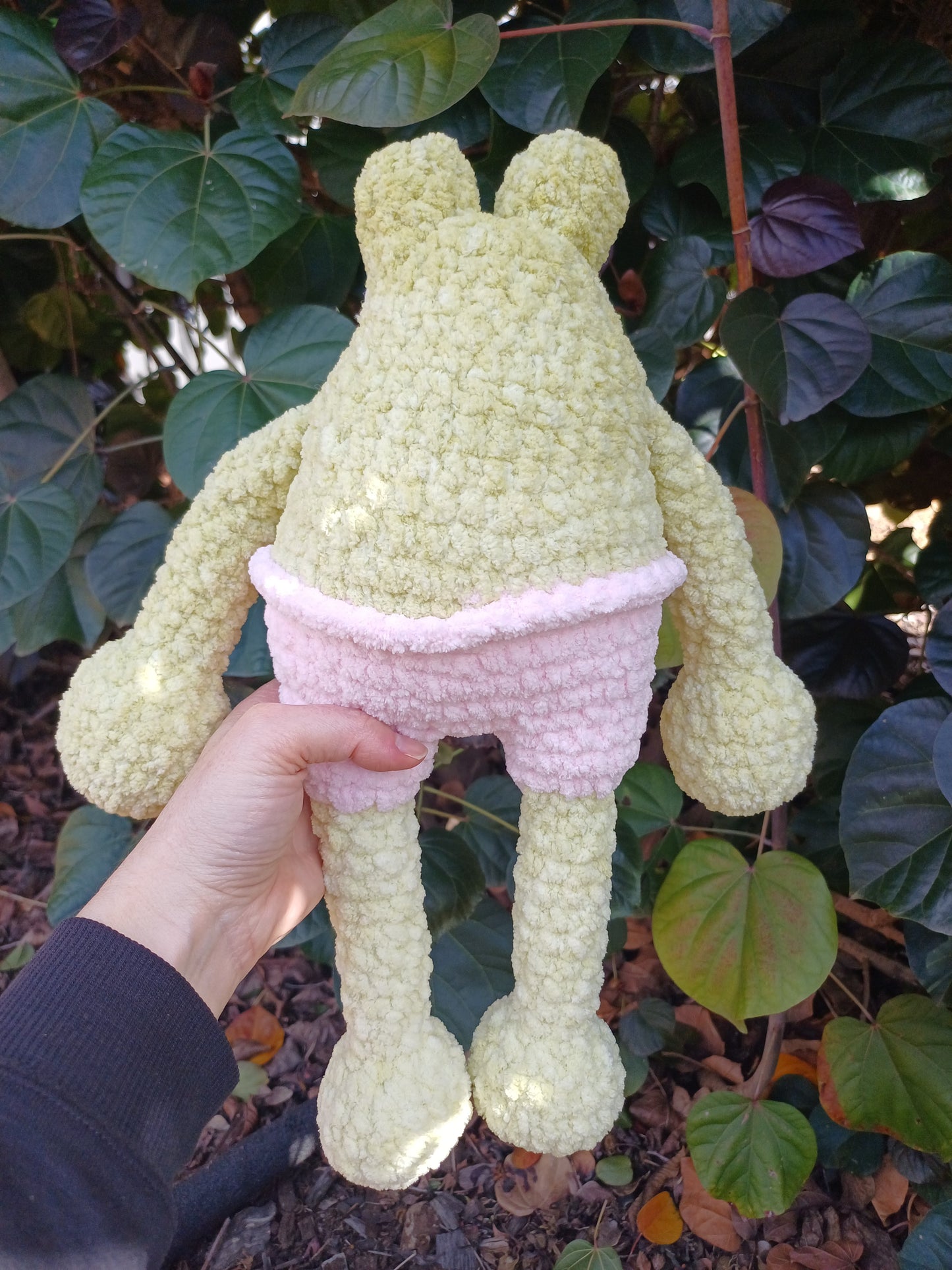 Frog Brother In Light Green and Pink Crochet Plush toy