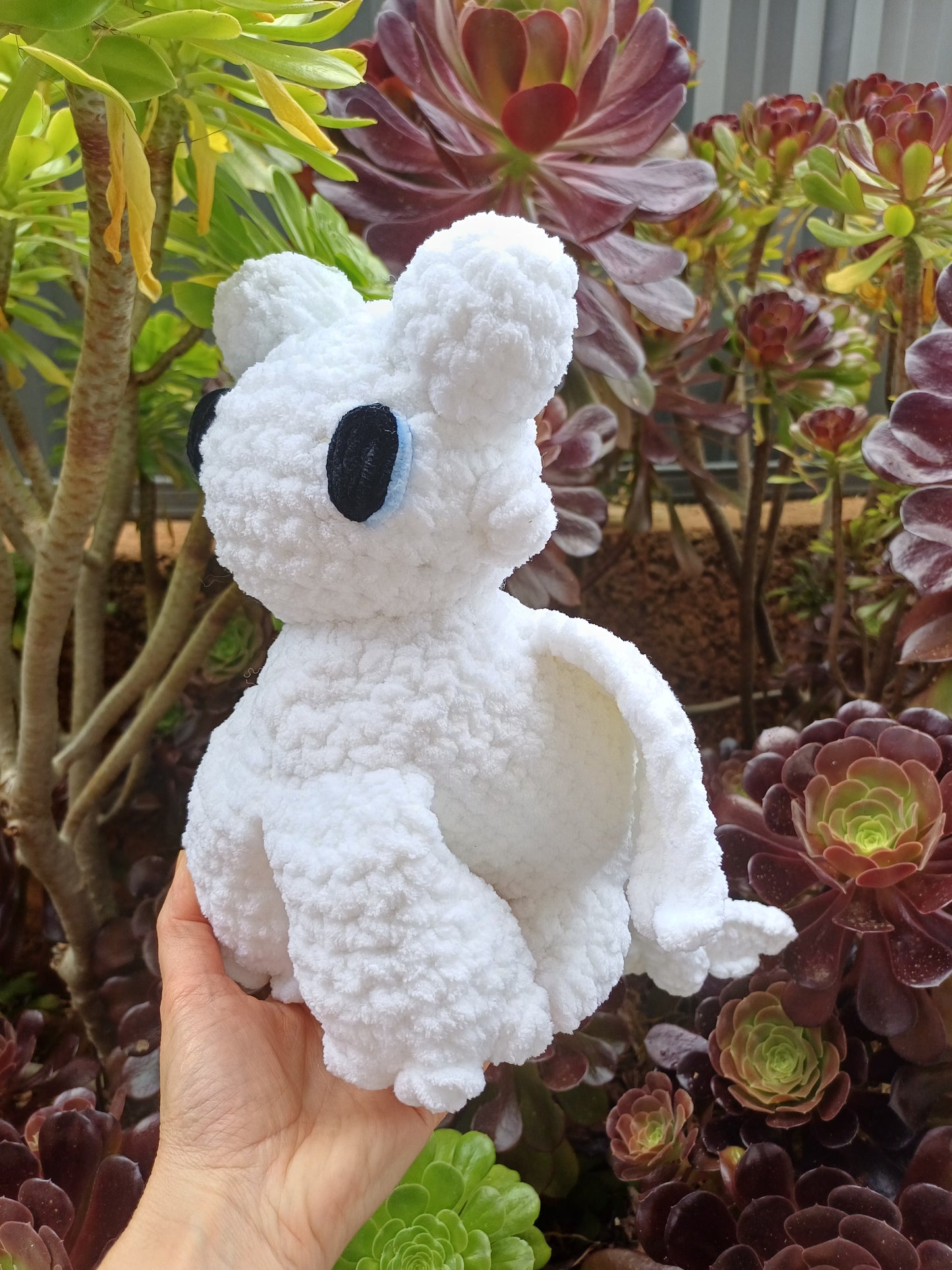 Day Dragon Crochet Toy White Sitting