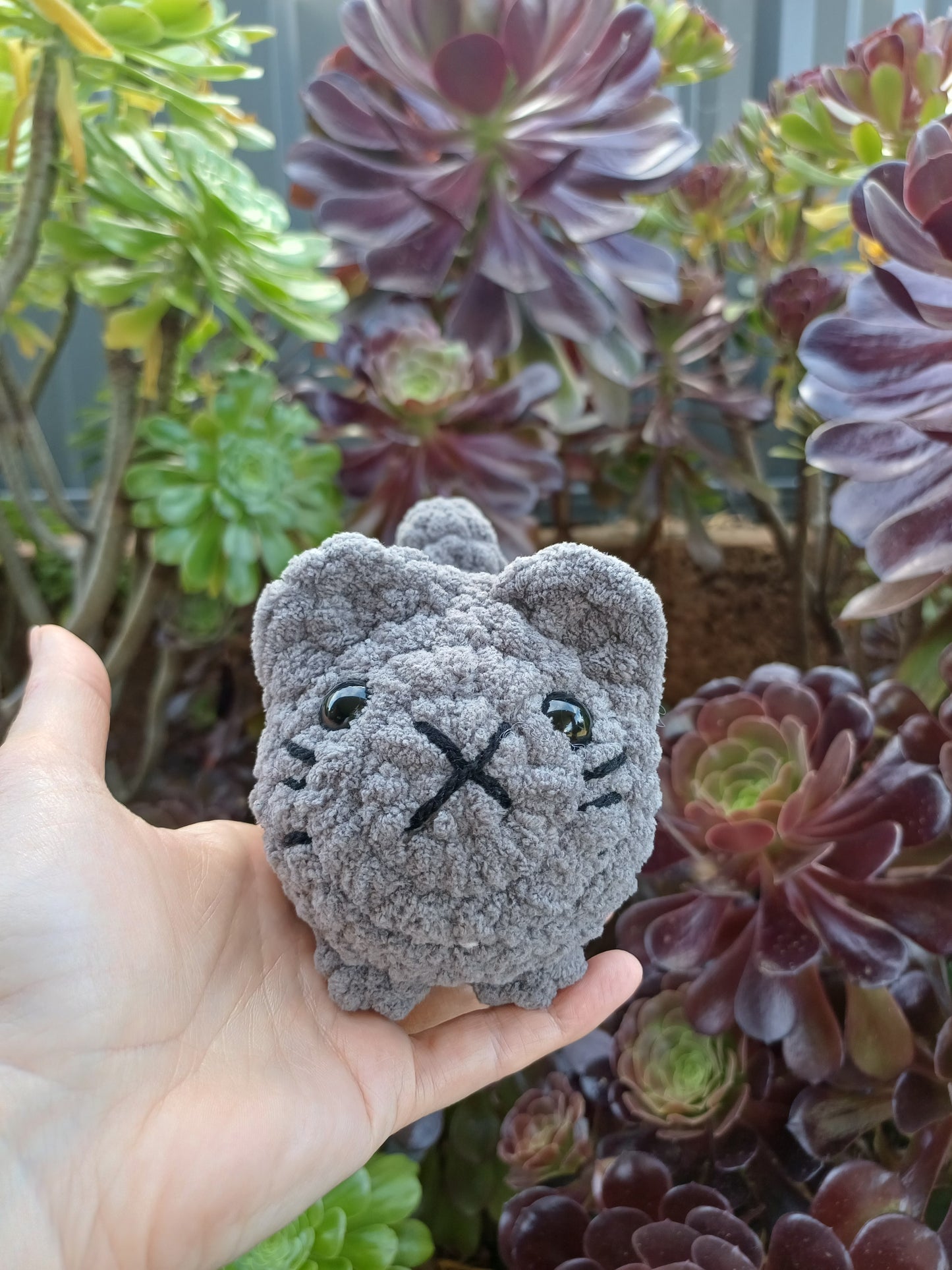 Loaf Cat Grey Crochet Plush Toy
