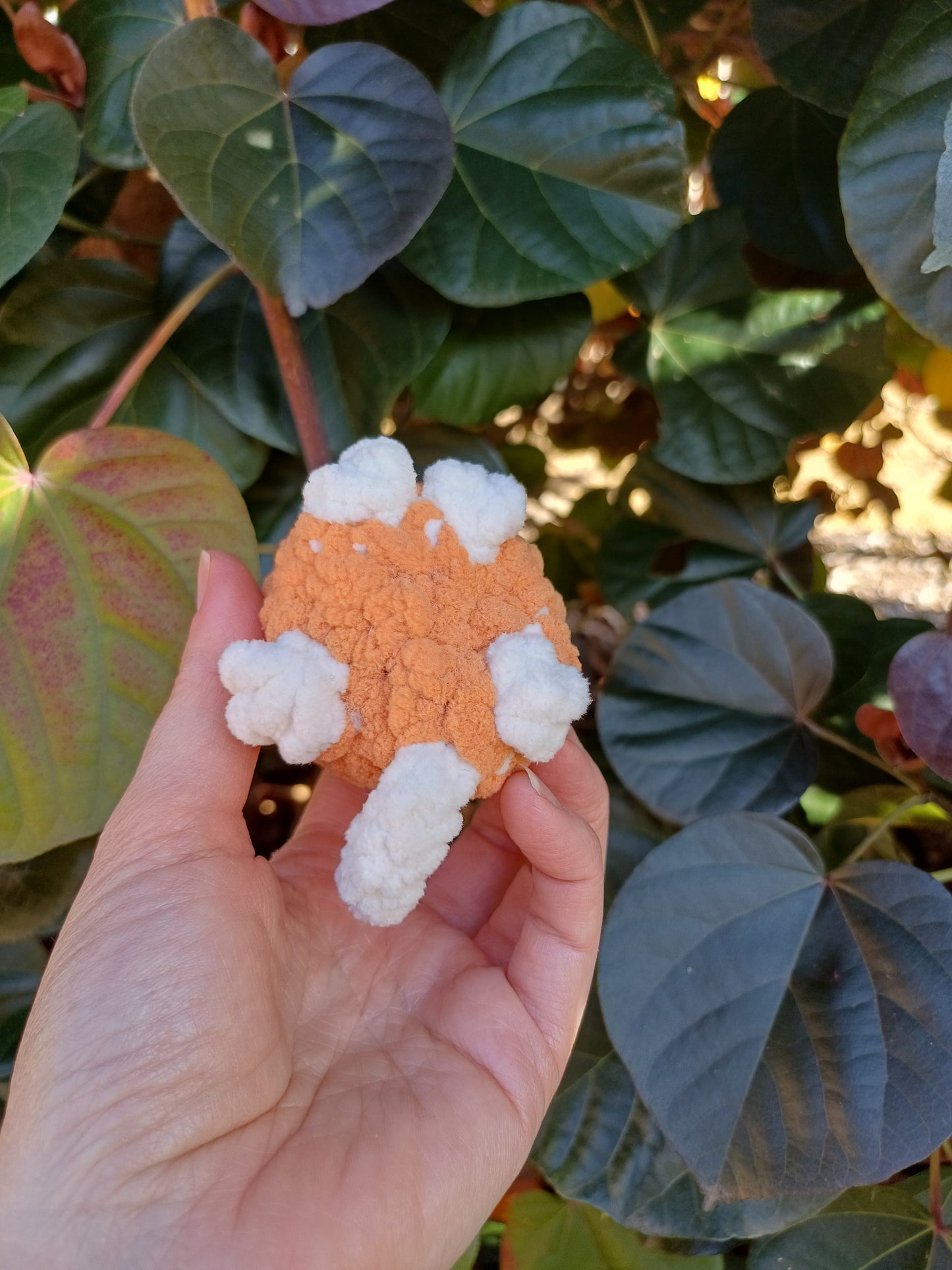 Cat Sitting Mini Orange and White Crochet Plush Toy