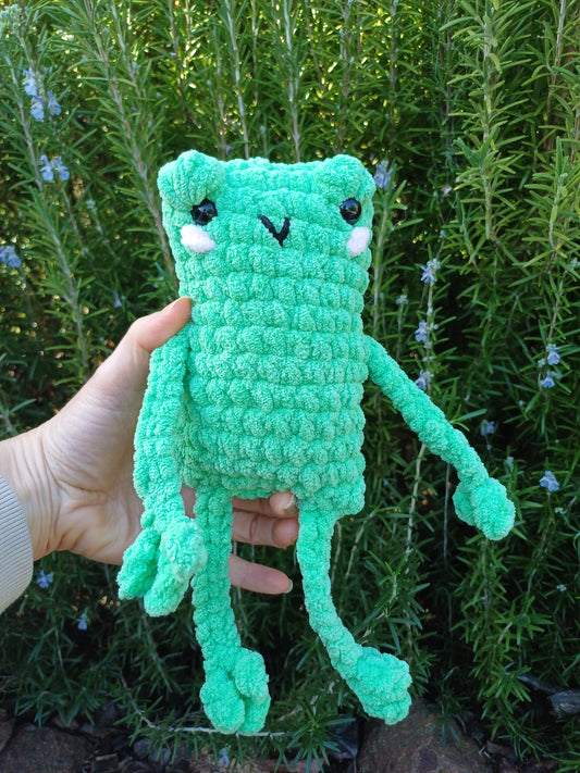 Bright Green Leggy Frog Pillow Pal