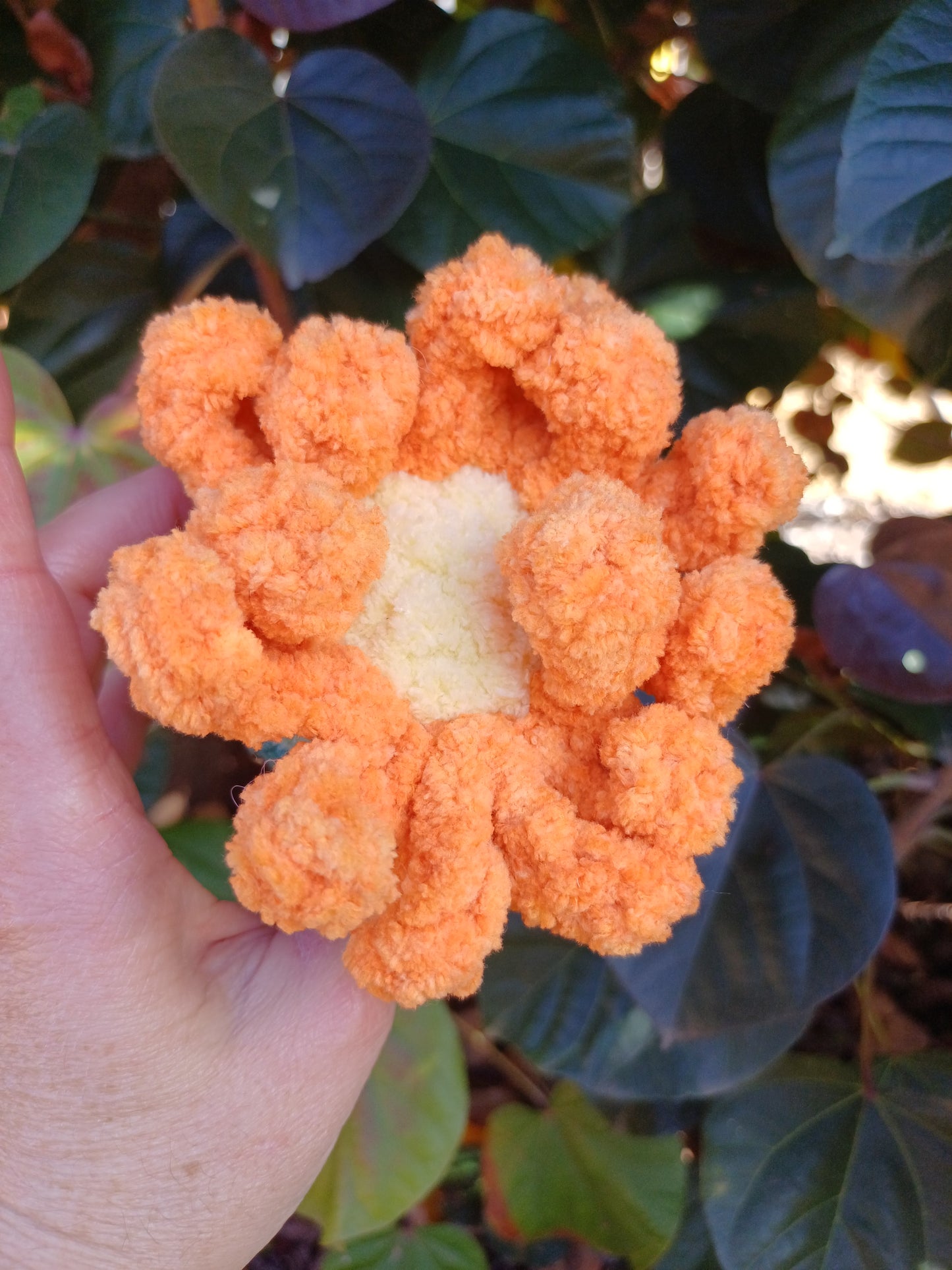 Daisy Buddy Orange Flower Crochet Plush Toy