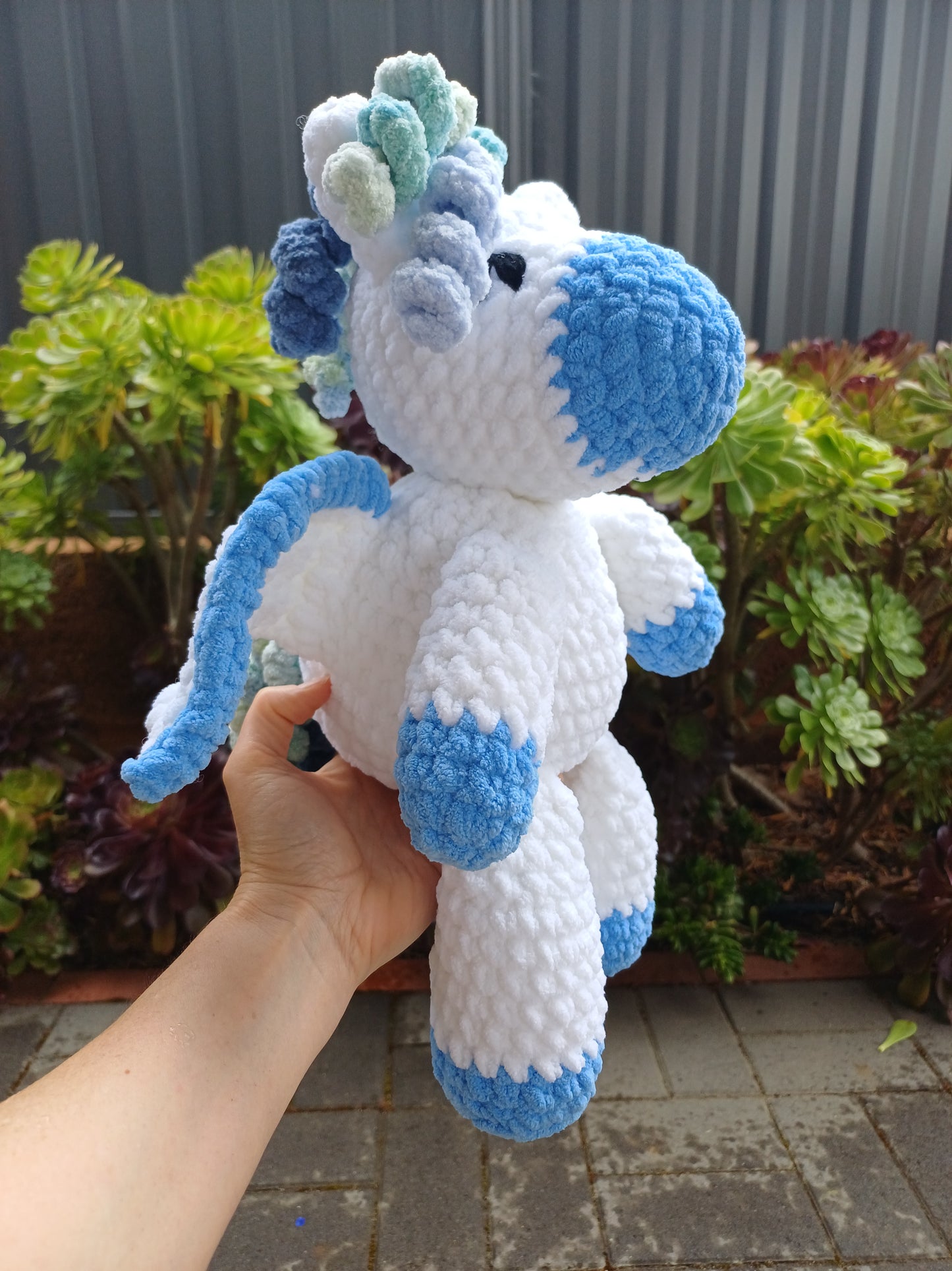 Pegasus Crochet Plush Toy ( Blue and white )