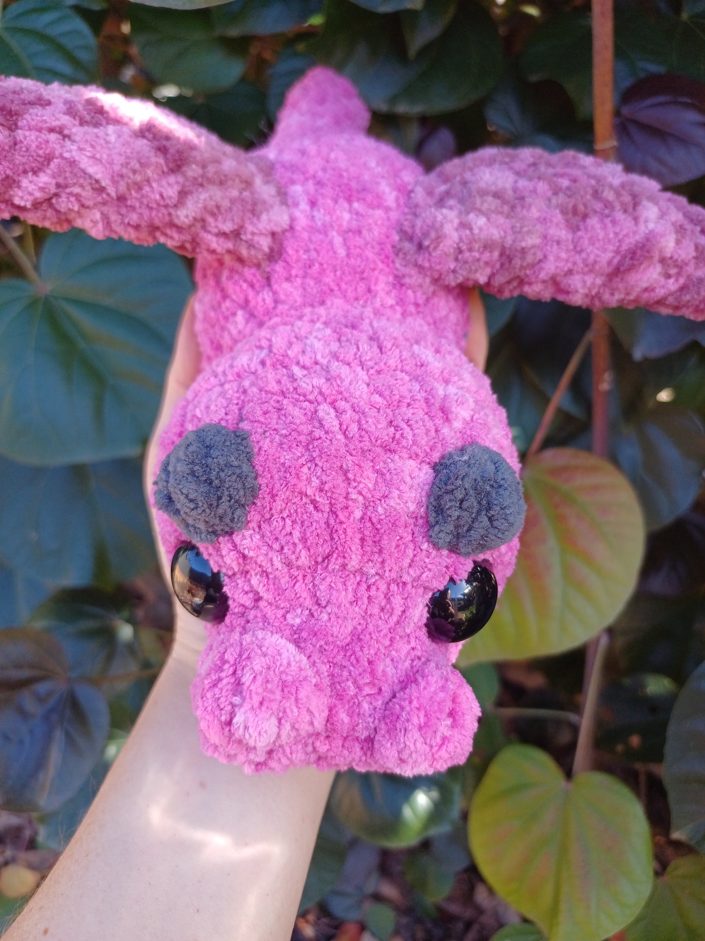 Draco The Dragon Multi Striped Coloured Dragon Magenta, Pink Crochet Plush Toy